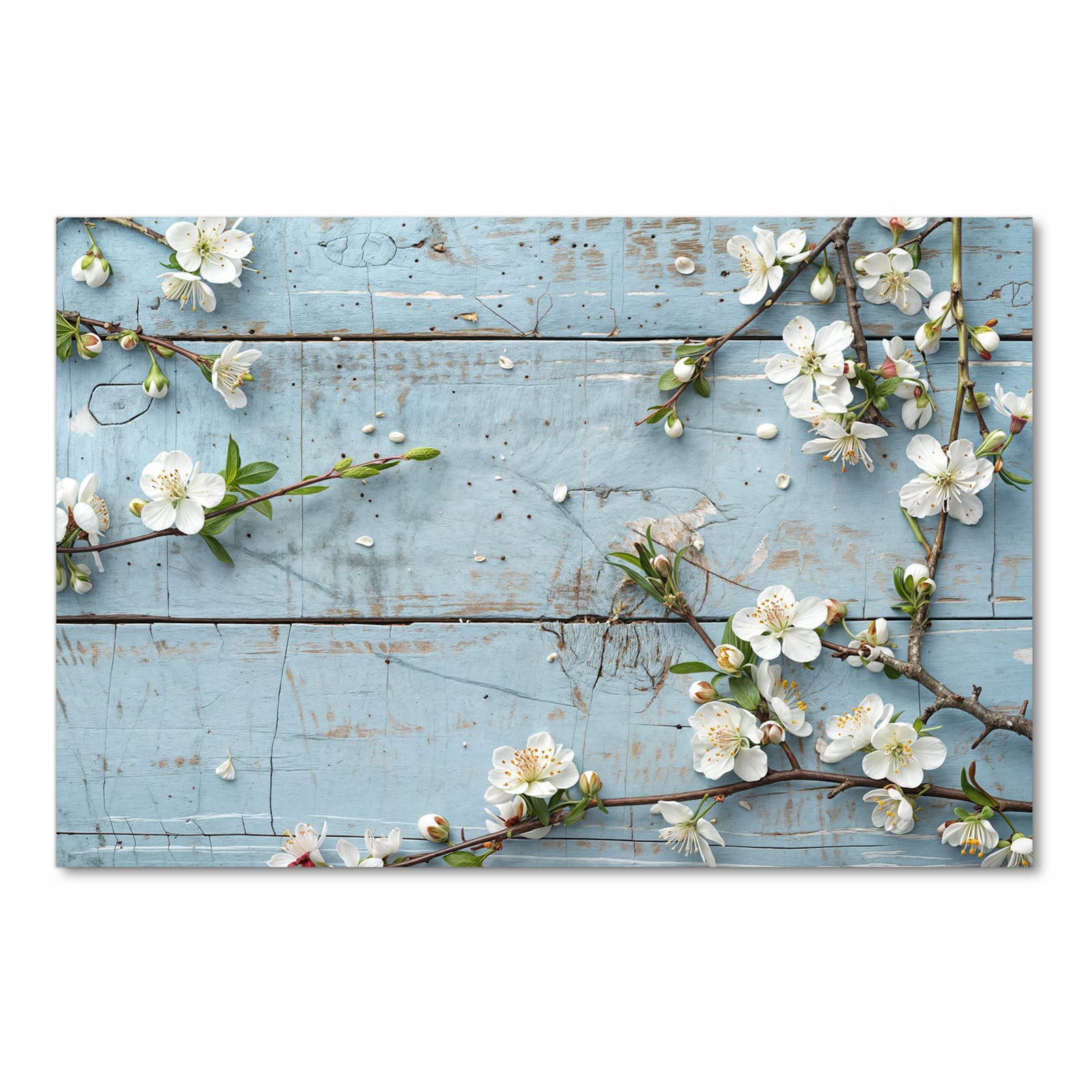 Waschbarer Küchenteppich mit Motiv Frühlingszweige in Frontansicht für einfache Reinigung