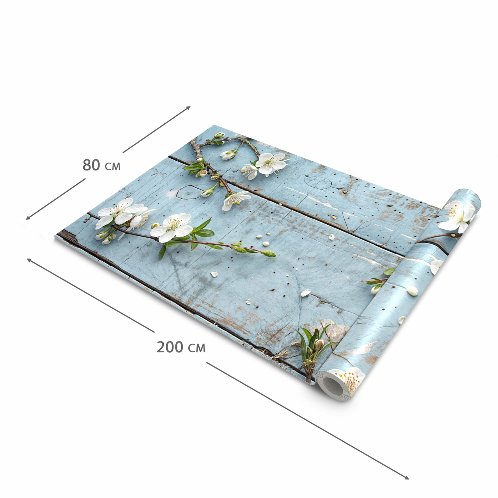 Farbbeständiger waschbarer Teppich Esstisch mit Motiv Frühlingszweige in der Grösse 60x150 cm