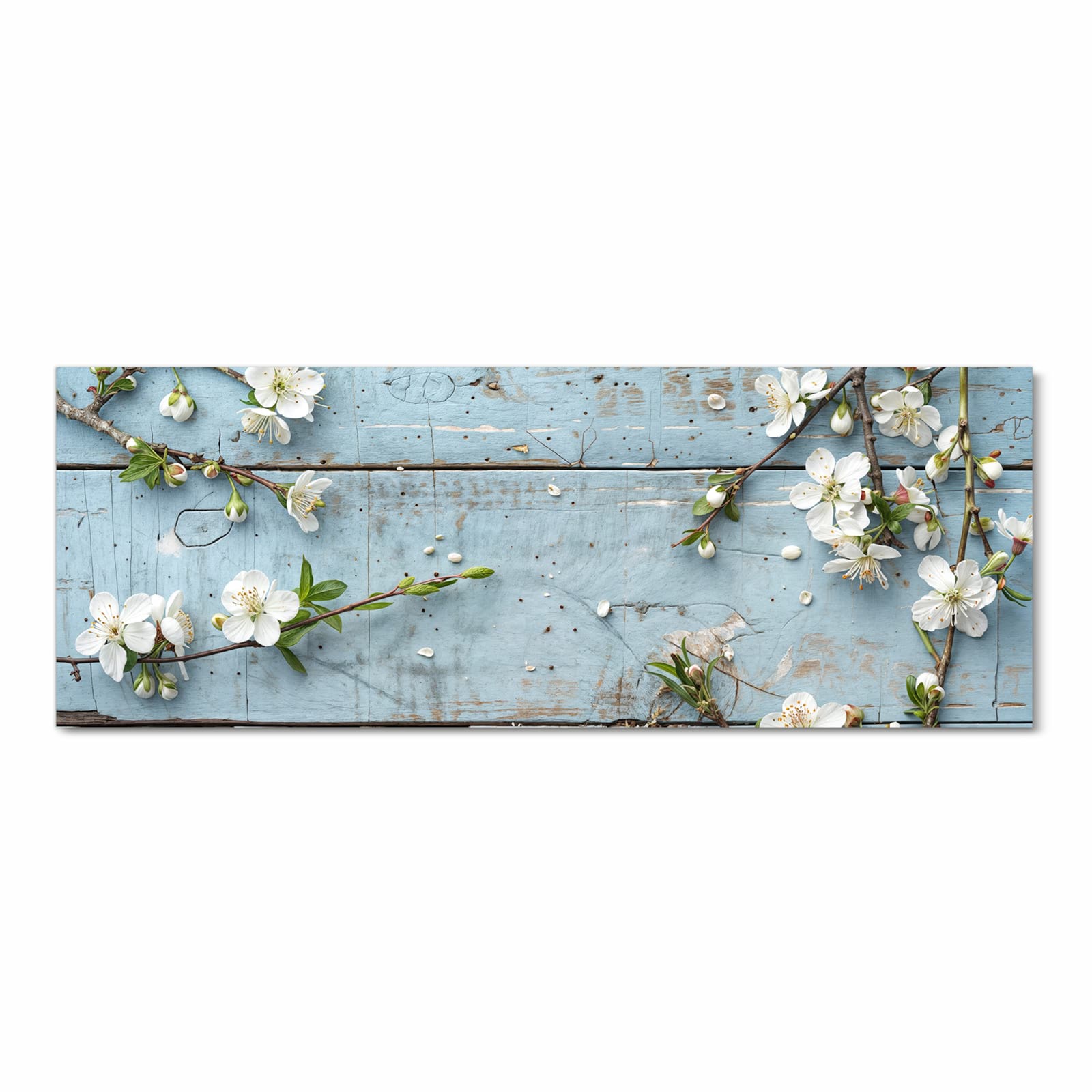 Waschbarer Küchenläufer mit Motiv Frühlingszweige in Frontansicht