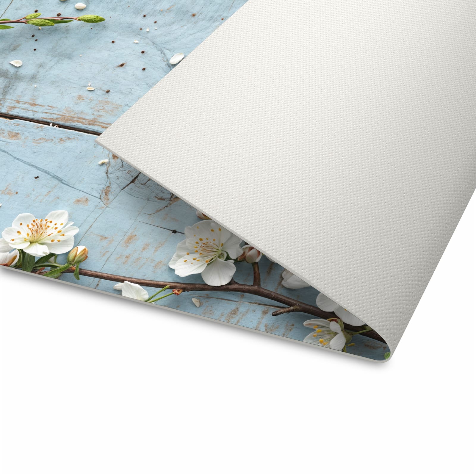 Geruchsneutraler Bodenläufer Teppich mit Motiv Frühlingszweige in der Unterseite