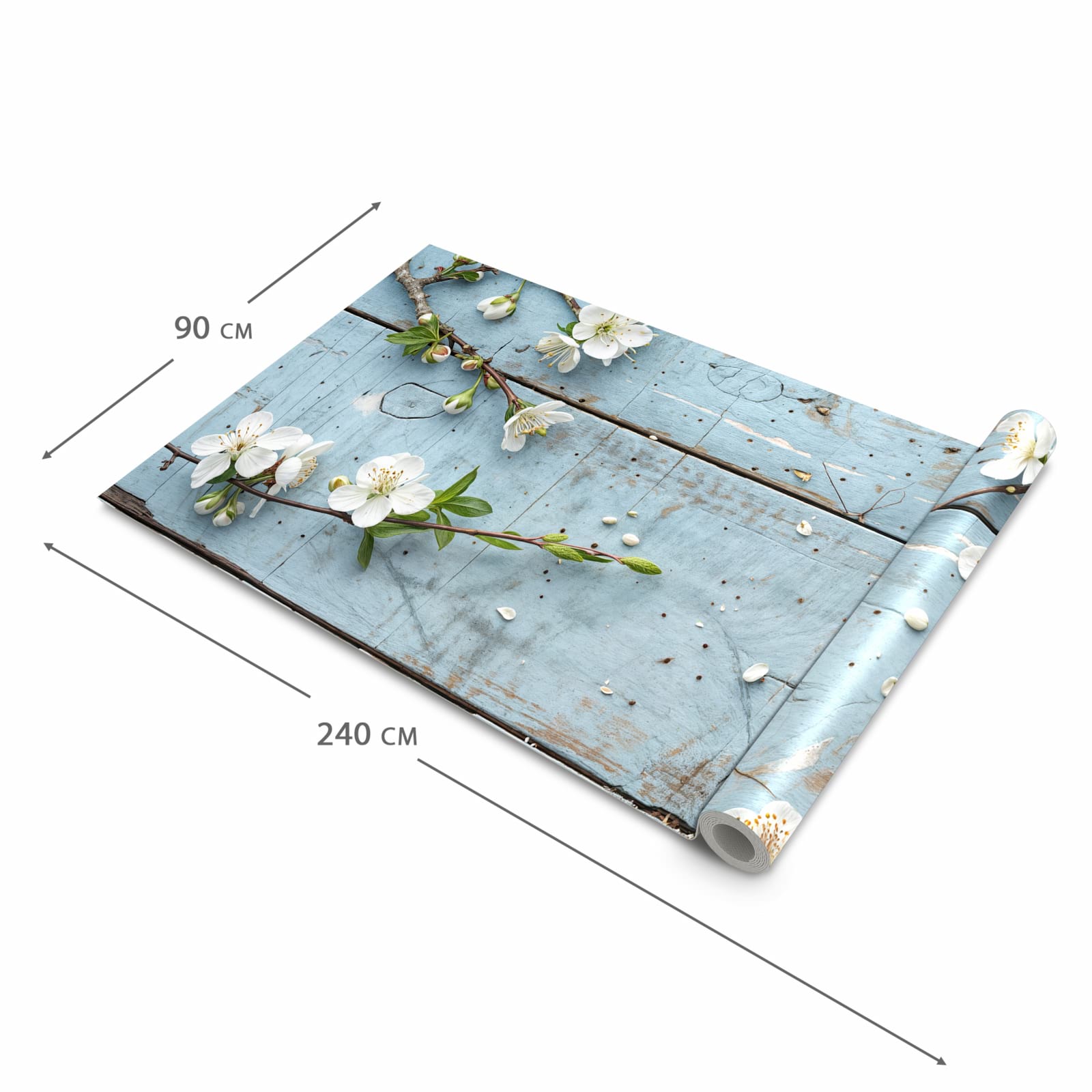 Abriebfester Küchenteppich mit Motiv Frühlingszweige in der Grösse 60x150 cm