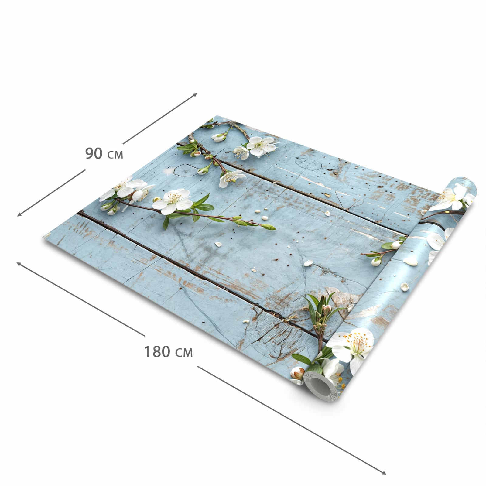 Geräuschdämpfender Küchenteppich mit Motiv Frühlingszweige in der Grösse 60x150 cm