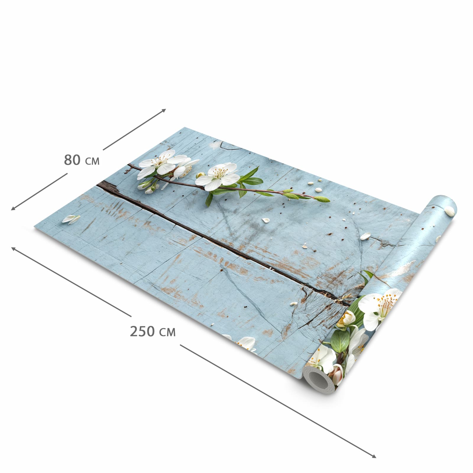 Formstabiler rutschfester Küchenteppich mit Motiv Frühlingszweige in der Grösse 60x150 cm