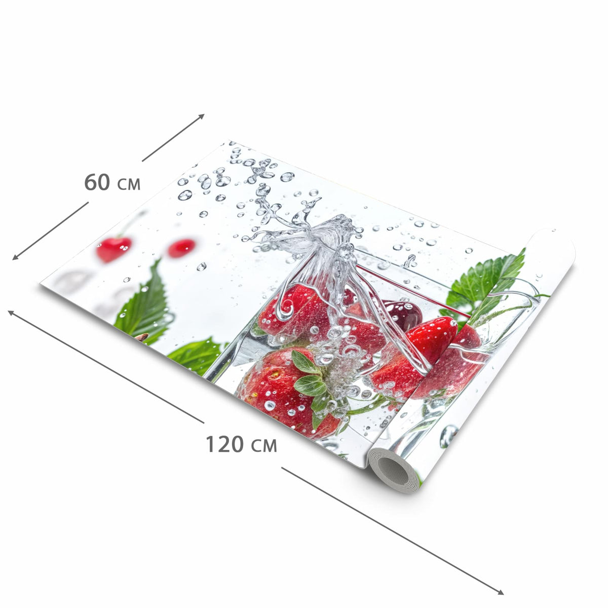Wasserabweisender Küchenteppich mit Motiv Erdbeeren und Kirschen in der Grösse 60x120 cm