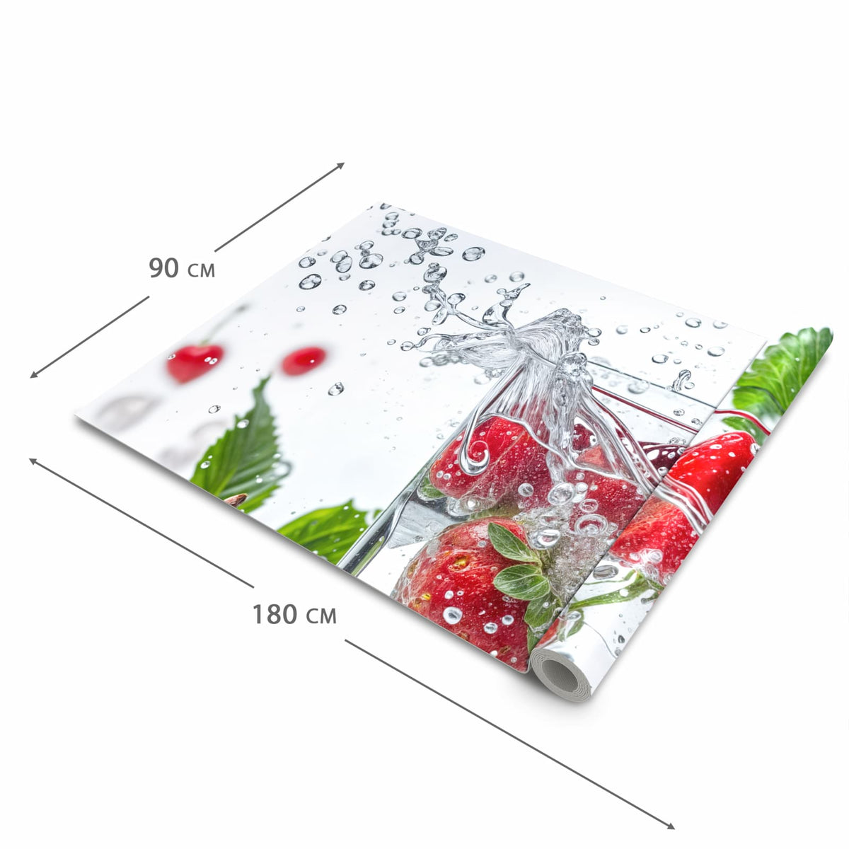 Hygienischer Küchenläufer mit Motiv Erdbeeren und Kirschen in der Grösse 60x150 cm