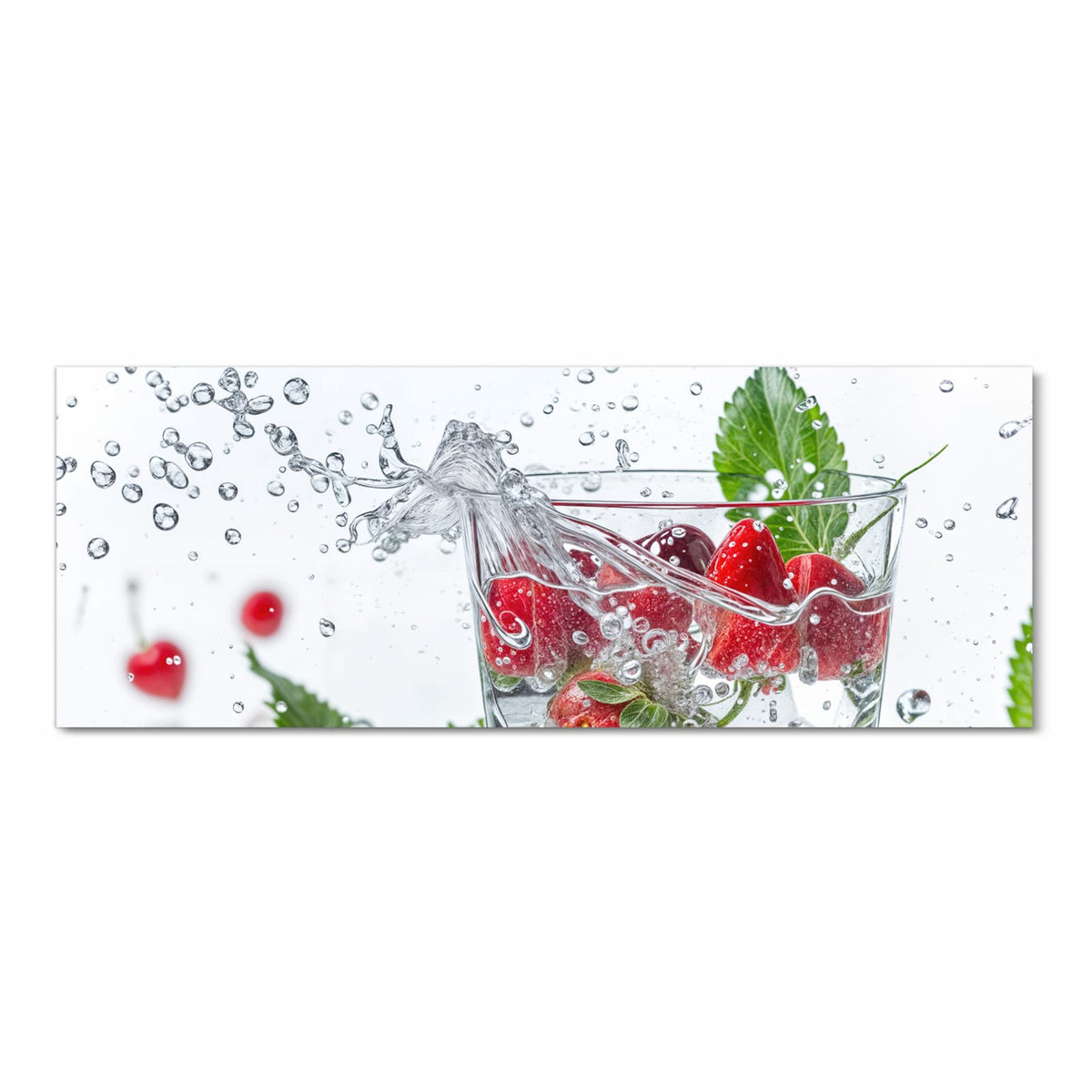 Formstabiler Küchenteppich mit Motiv Erdbeeren und Kirschen in Frontansicht