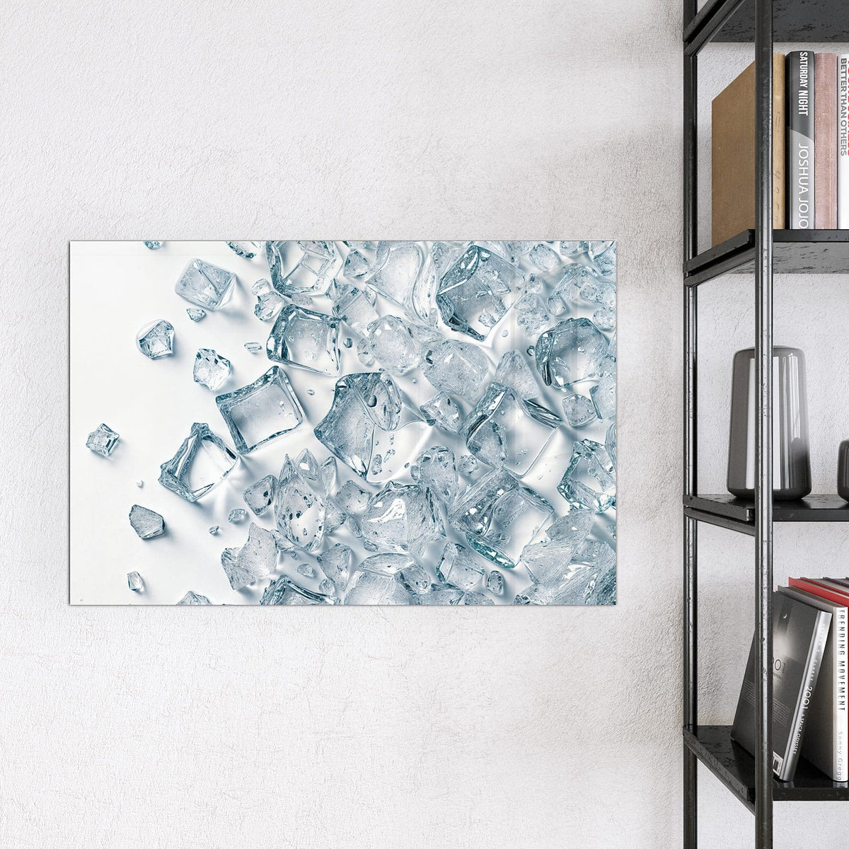 Magnettafel - Verstreute Eiswürfel – Klare Eiswürfel auf Weiß