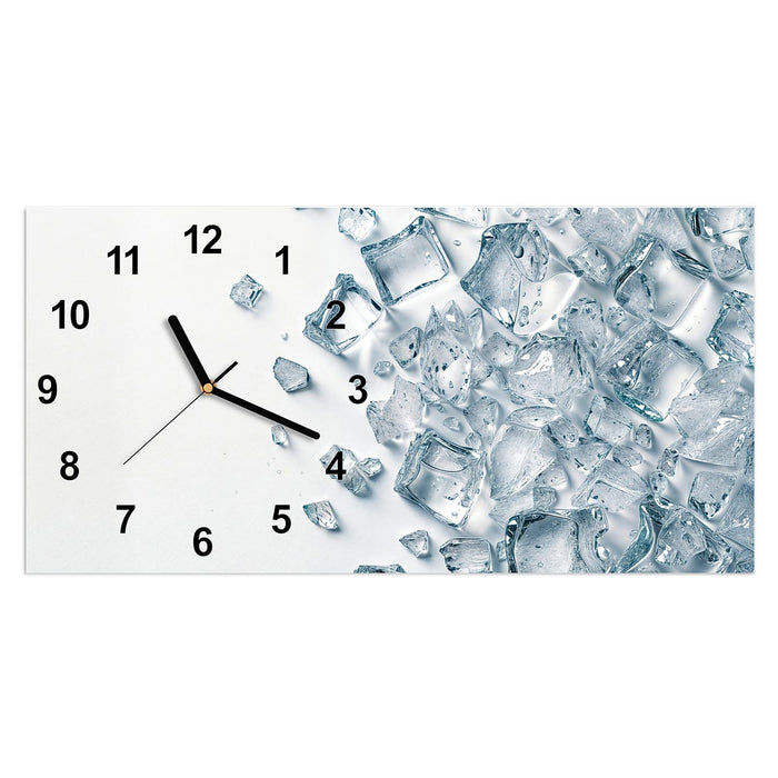 Wanduhr Eiswürfel Haufen aus Glas – Querformat 60 × 30 cm mit Ziffernblatt Modern