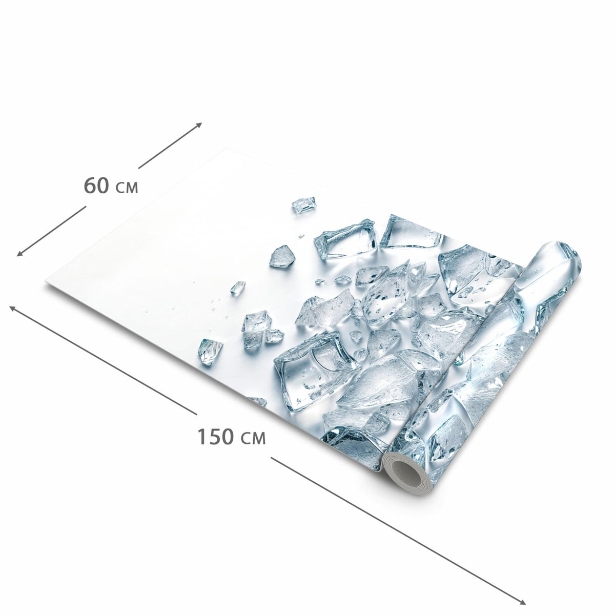 Feuchtigkeitsresistenter moderner Küchenläufer mit Motiv Eiswürfel Haufen in der Grösse 60x120 cm