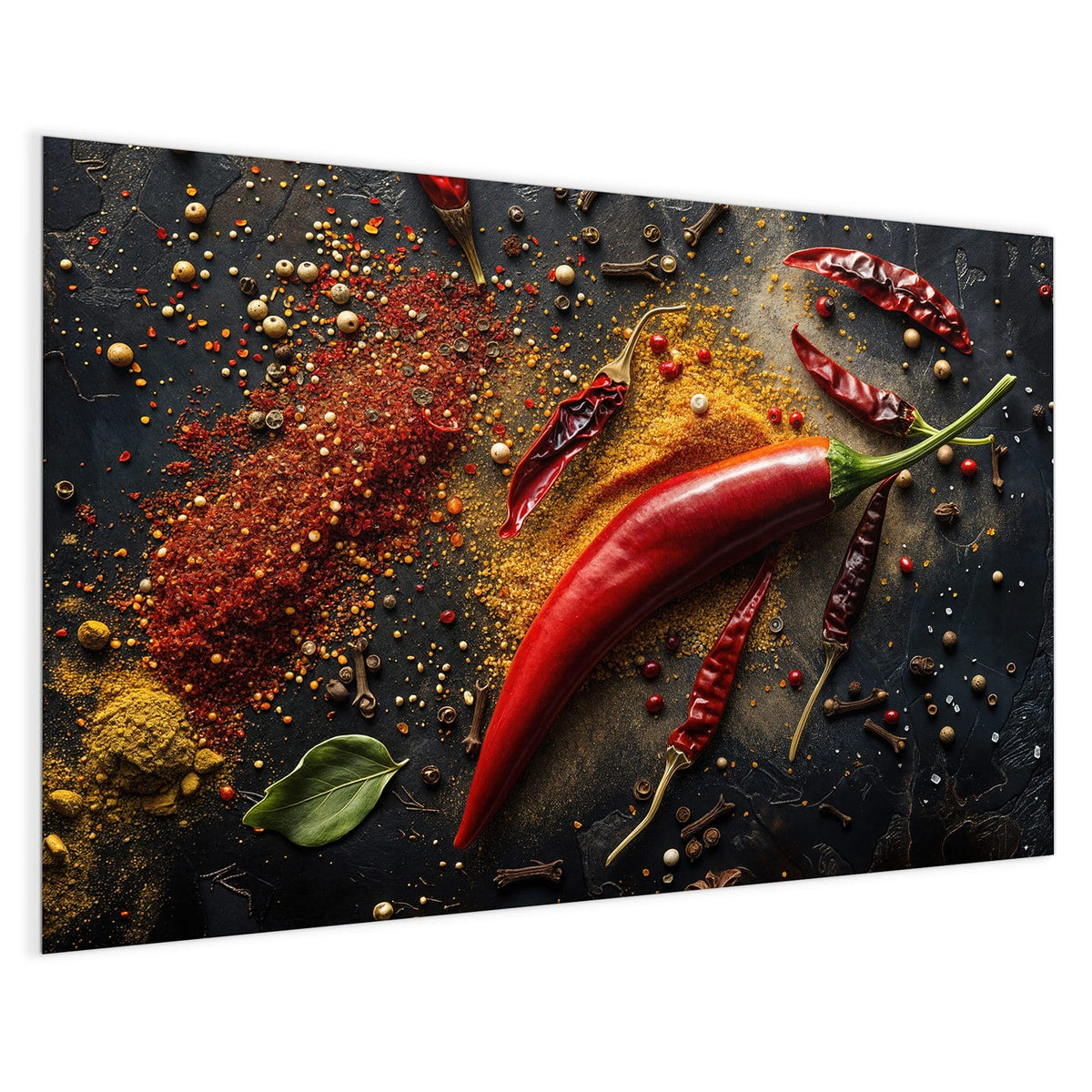 4 mm Glas statt lackiertem Blech – Magnettafel - Chili mit Gewürzen