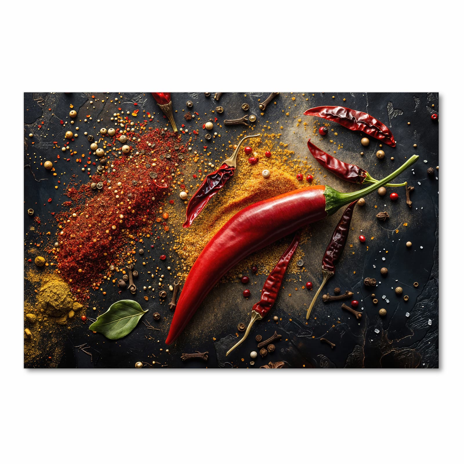 Zeitsparender rutschfester Küchenteppich mit Motiv Gewürzmischung ansicht in Frontansicht