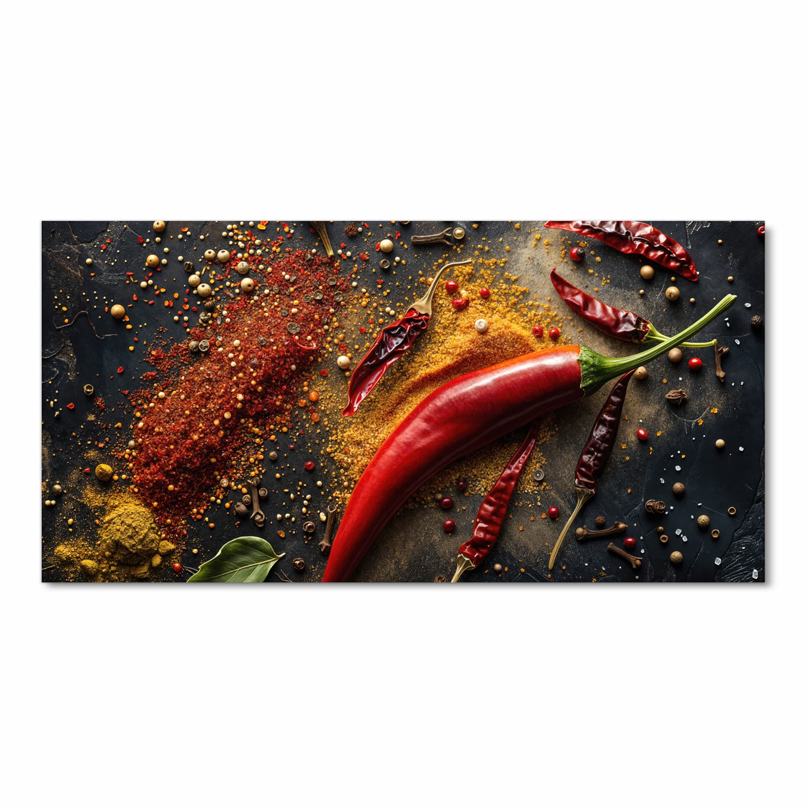 Rutschfester Küchenteppich mit Motiv Gewürzmischung ansicht in Frontansicht schützt den Boden