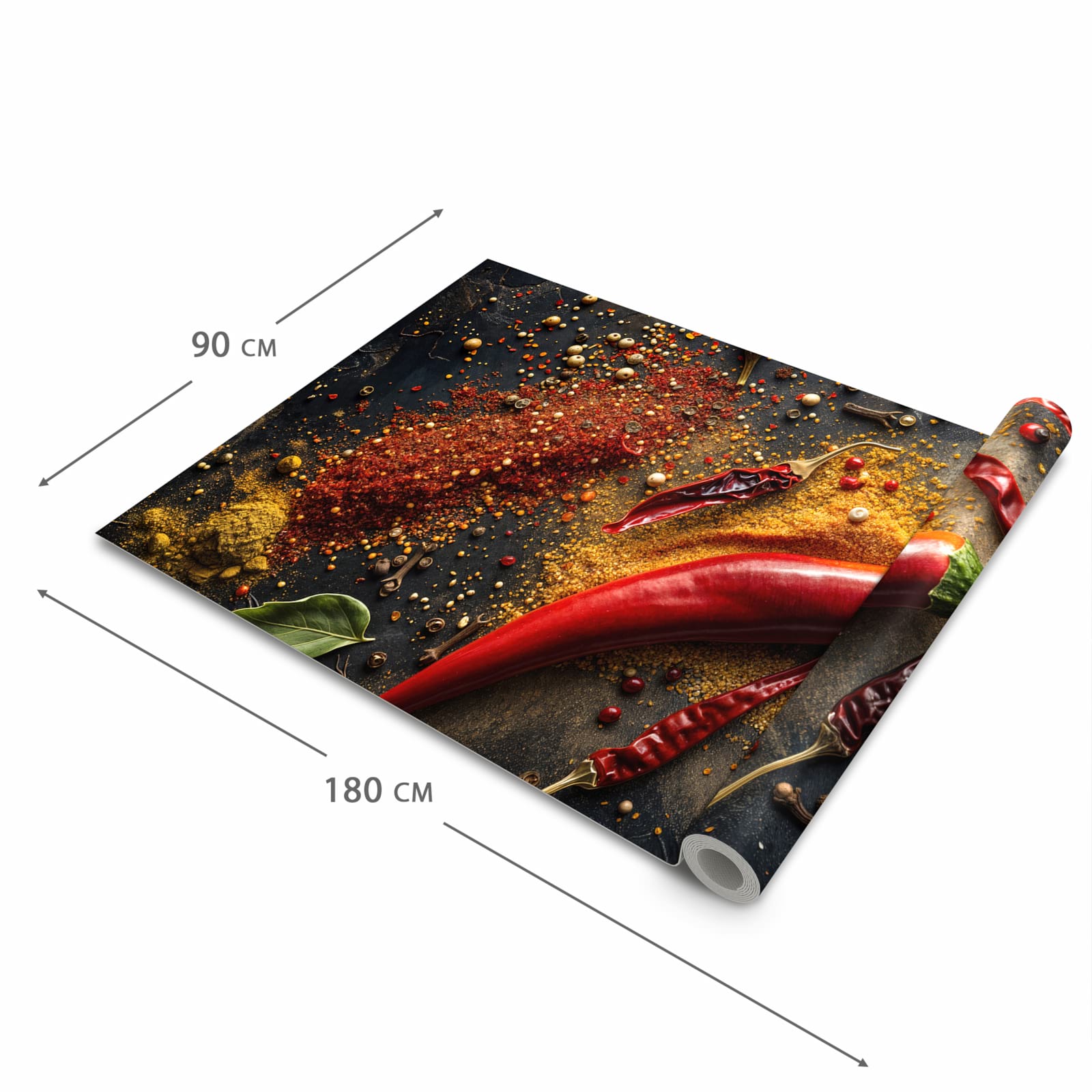 Waschbarer rutschfester Küchenläufer mit Motiv Gewürzmischung ansicht in der Grösse 60x120 cm