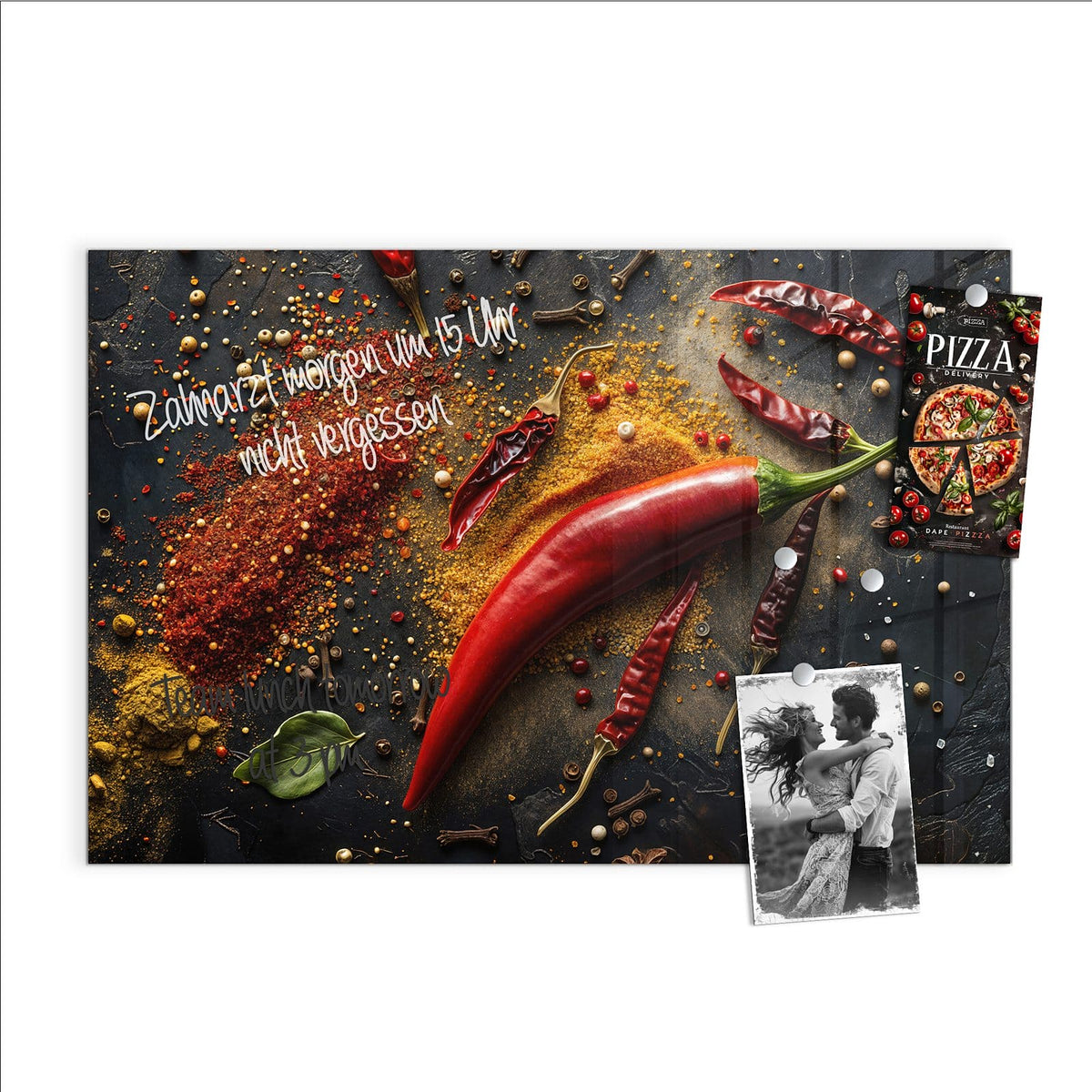 Beschreiben, abwischen, anheften – Magnettafel - Chili mit Gewürzen