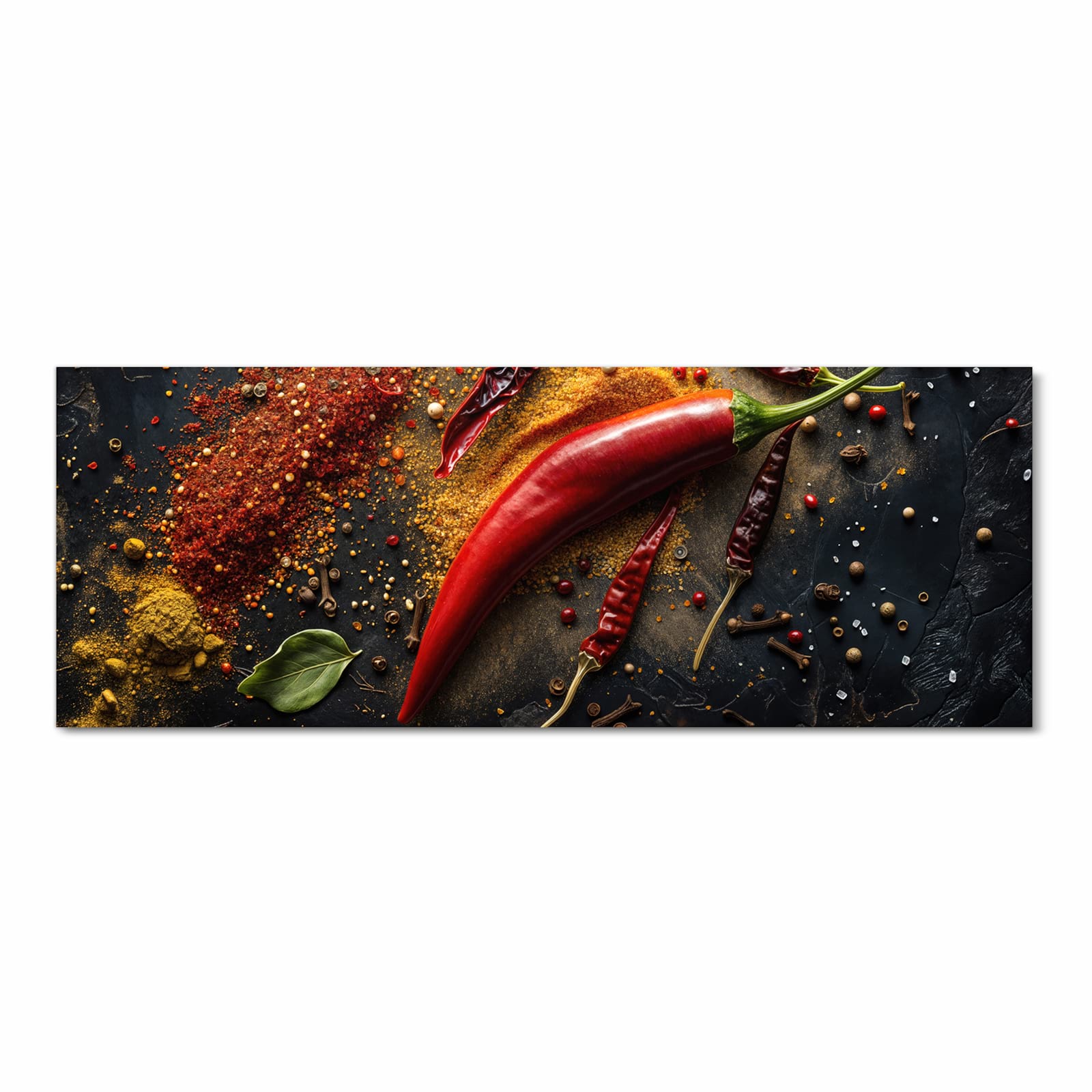 Großer Küchenteppich mit Motiv Gewürzmischung ansicht in Frontansicht für optimalen Trittkomfort