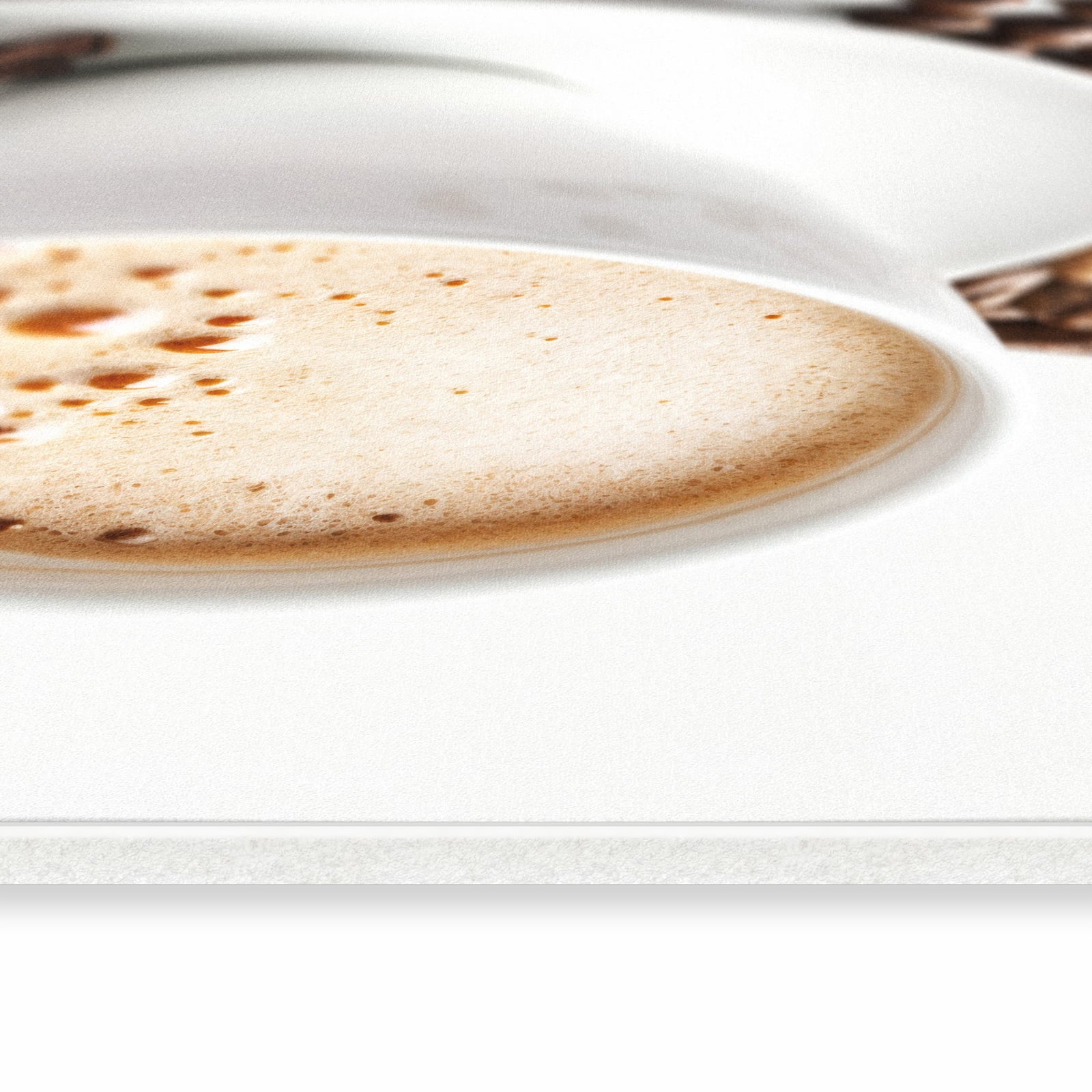 Feuchtigkeitsresistenter waschbarer Küchenteppich mit Motiv Kaffeetasse und Bohnen in seitlicher Ansicht