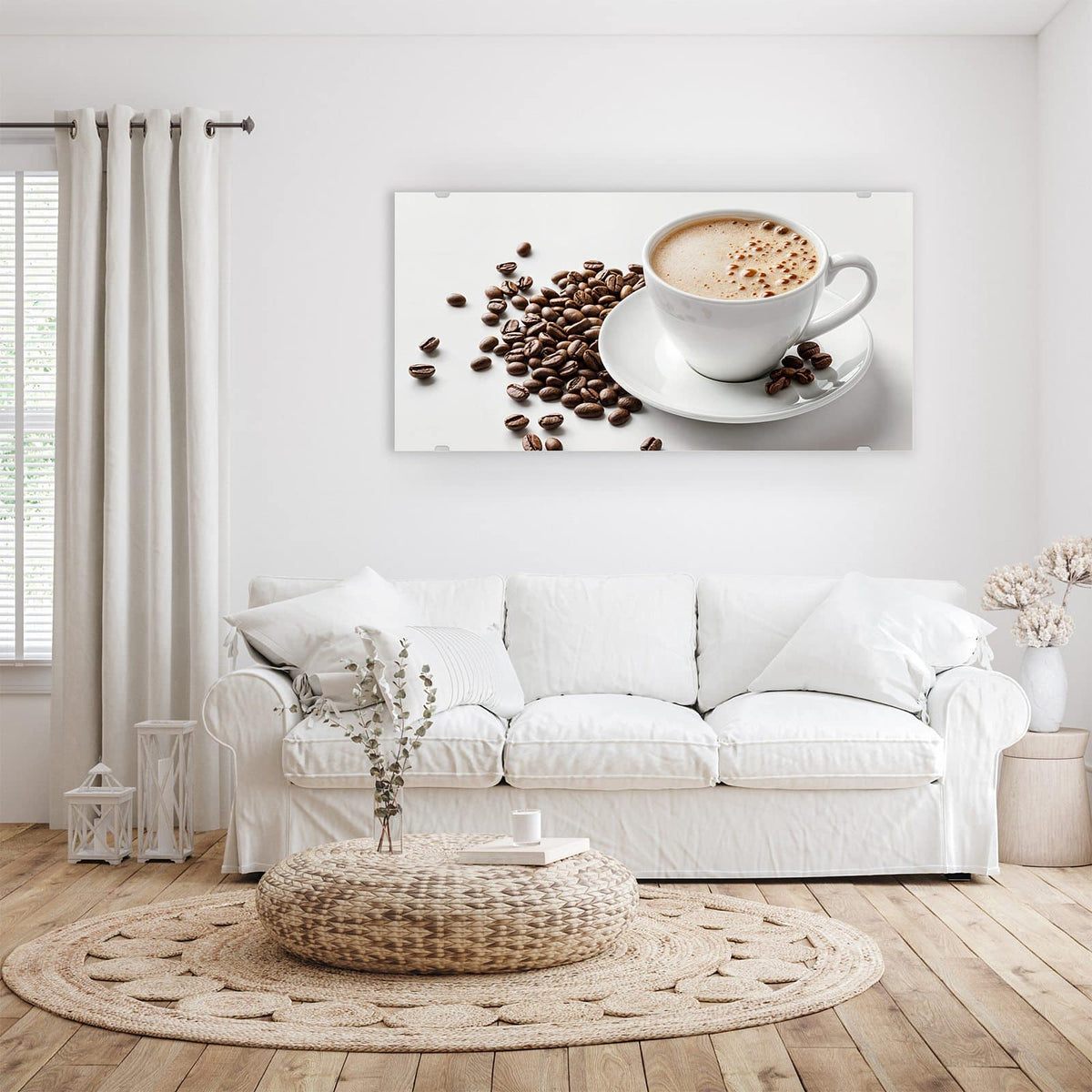 Aufhängung liegt bei – Motiv später wechselbar – Wandbild - Kaffee mit Milchschaum - Querformat