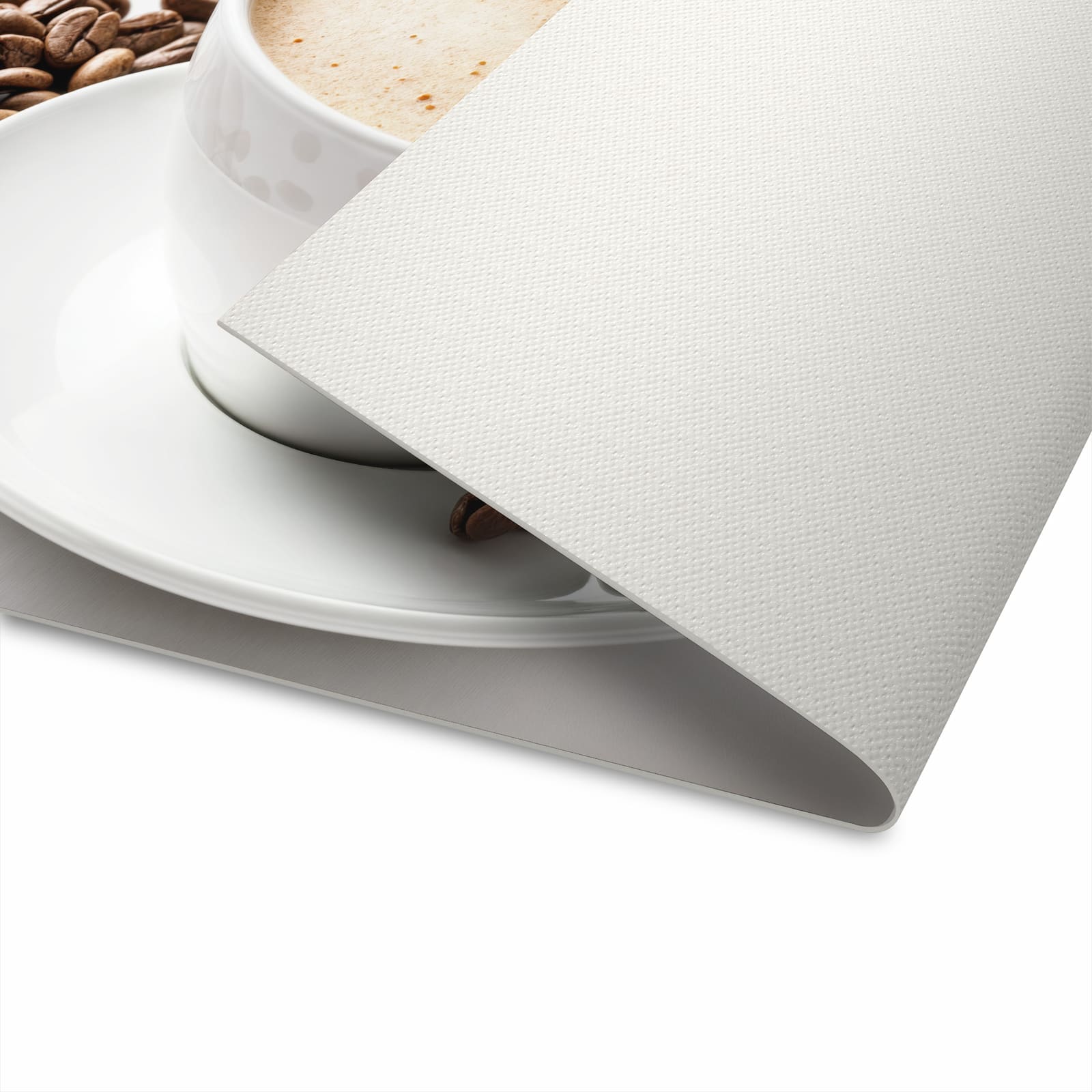 UV-beständiger dünner Küchenteppich mit Motiv Kaffeetasse und Bohnen waschbar für Unterseite