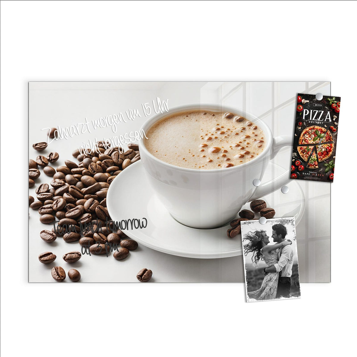 Beschreiben, abwischen, anheften – Magnettafel - Kaffee mit Milchschaum