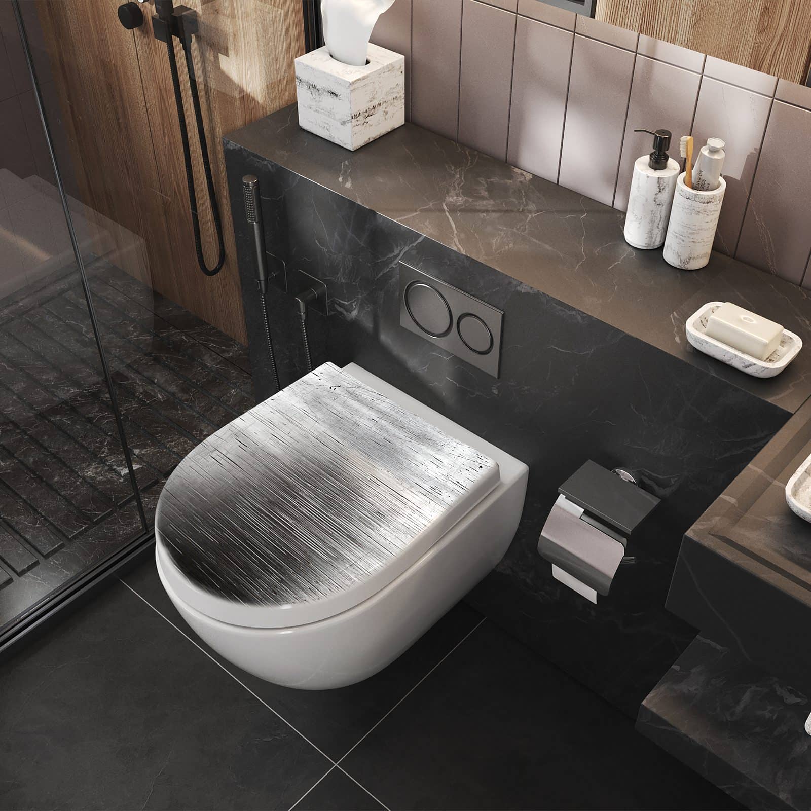 WC-Sitz mit Absenkautomatik Strukturierte Oberfläche