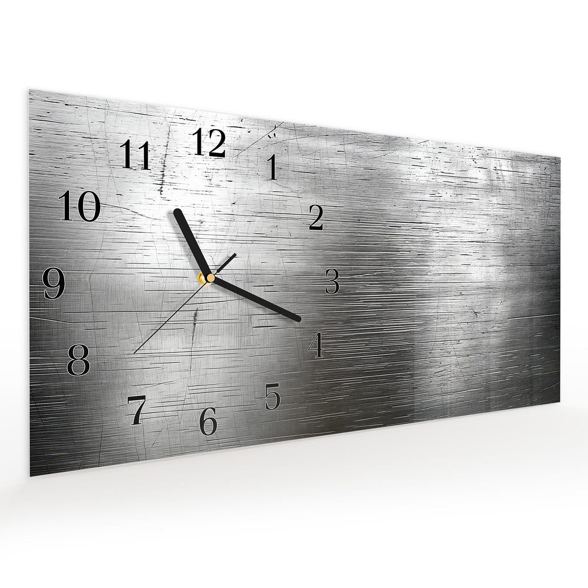 Vormontiert – mit Schwebeeffekt – Wanduhr Strukturierte Oberfläche aus Glas – Querformat 60 × 30 cm