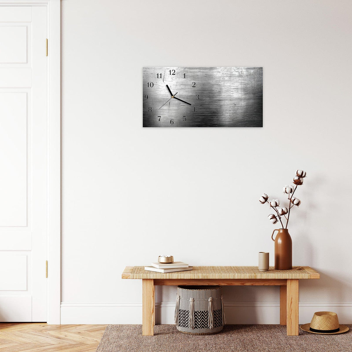Moderne Wanduhr aus Glas mit Farbtiefe – Wanduhr Strukturierte Oberfläche aus Glas – Querformat 60 × 30 cm