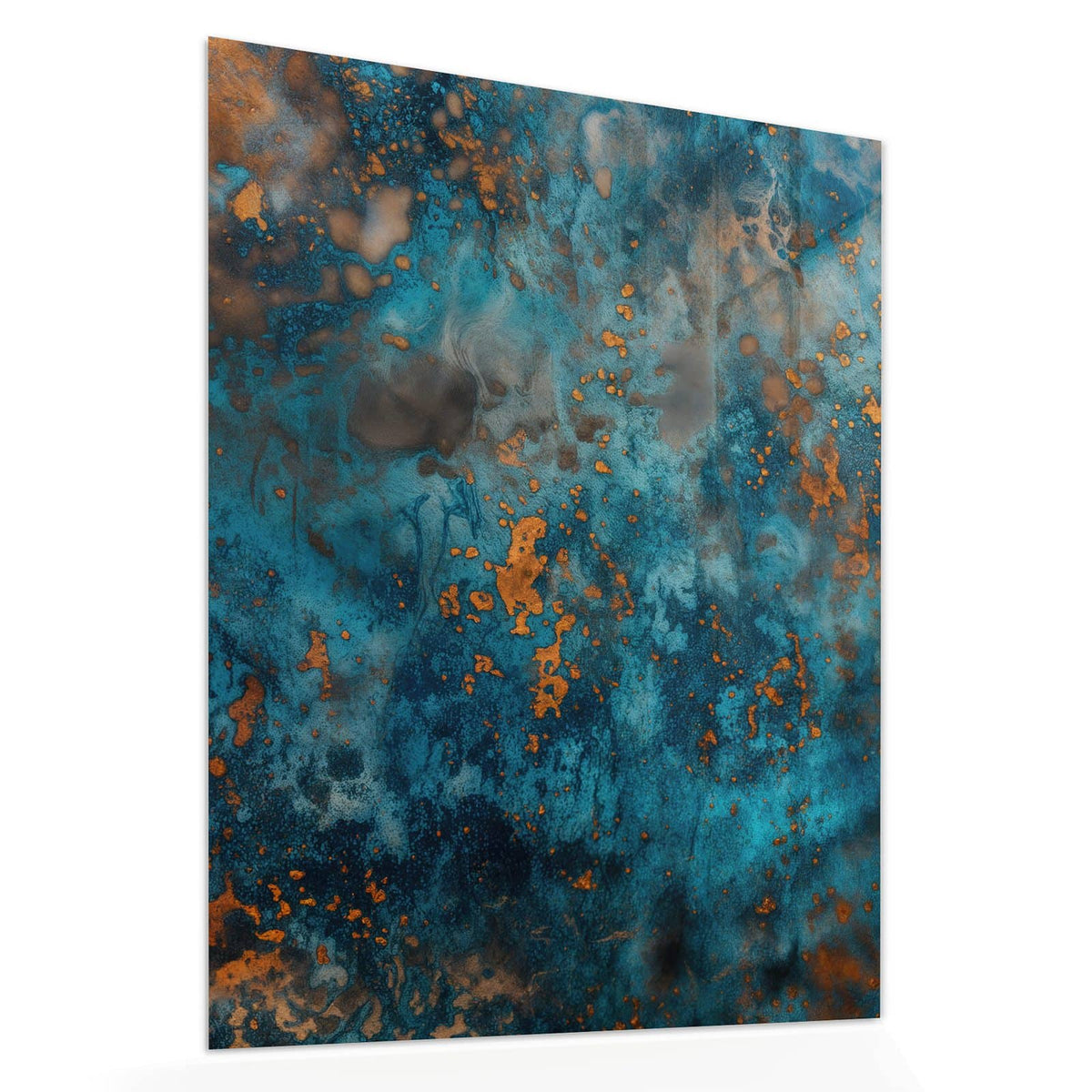 Echtglas, 4 mm – kein Acryl, keine Folie – Wandbild - Kupferpatina - Hochformat