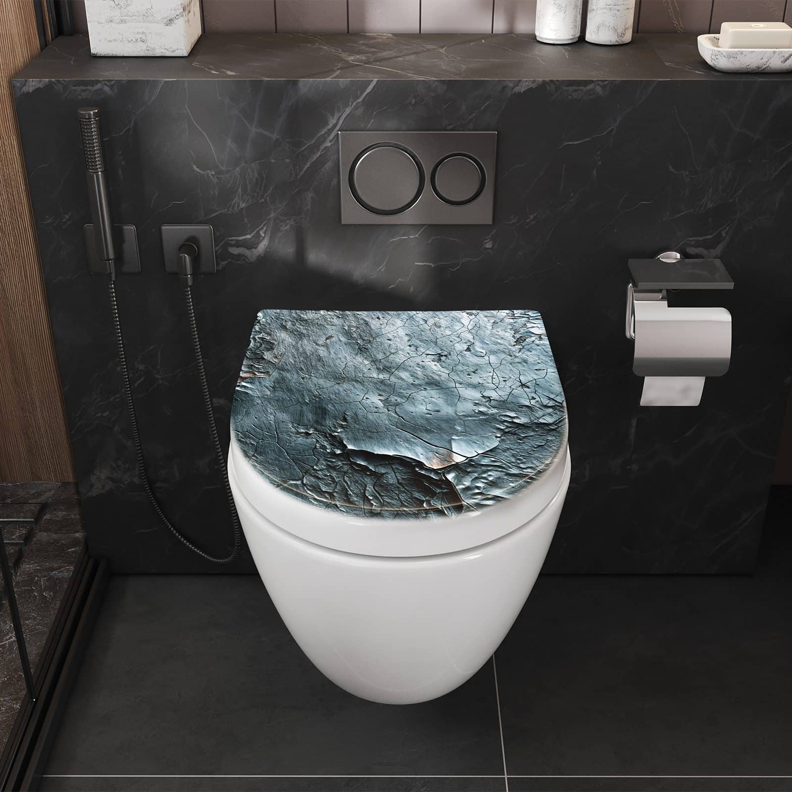 WC-Sitz mit Absenkautomatik Oberfläche von Strukturierte