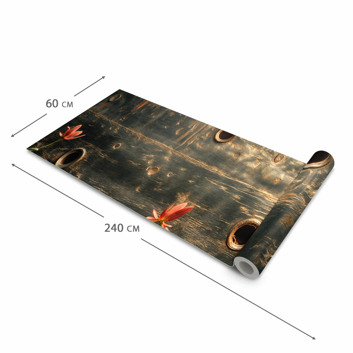 Waschbarer Teppich fürs Esszimmer mit Motiv Metallplatte Vintage in der Größe 80x300 cm