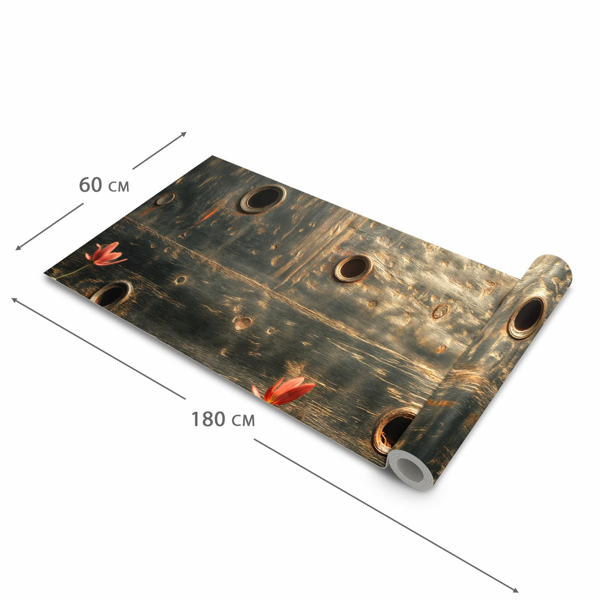 Rutschfester dünner Küchenteppich mit Motiv Metallplatte Vintage in der Größe 80x300 cm