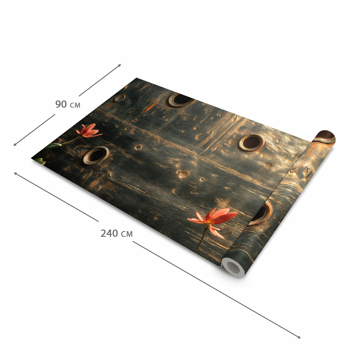 Küchenteppich mit Motiv Metallplatte Vintage in der Grösse 80x300 cm für Ordnung & Übersicht