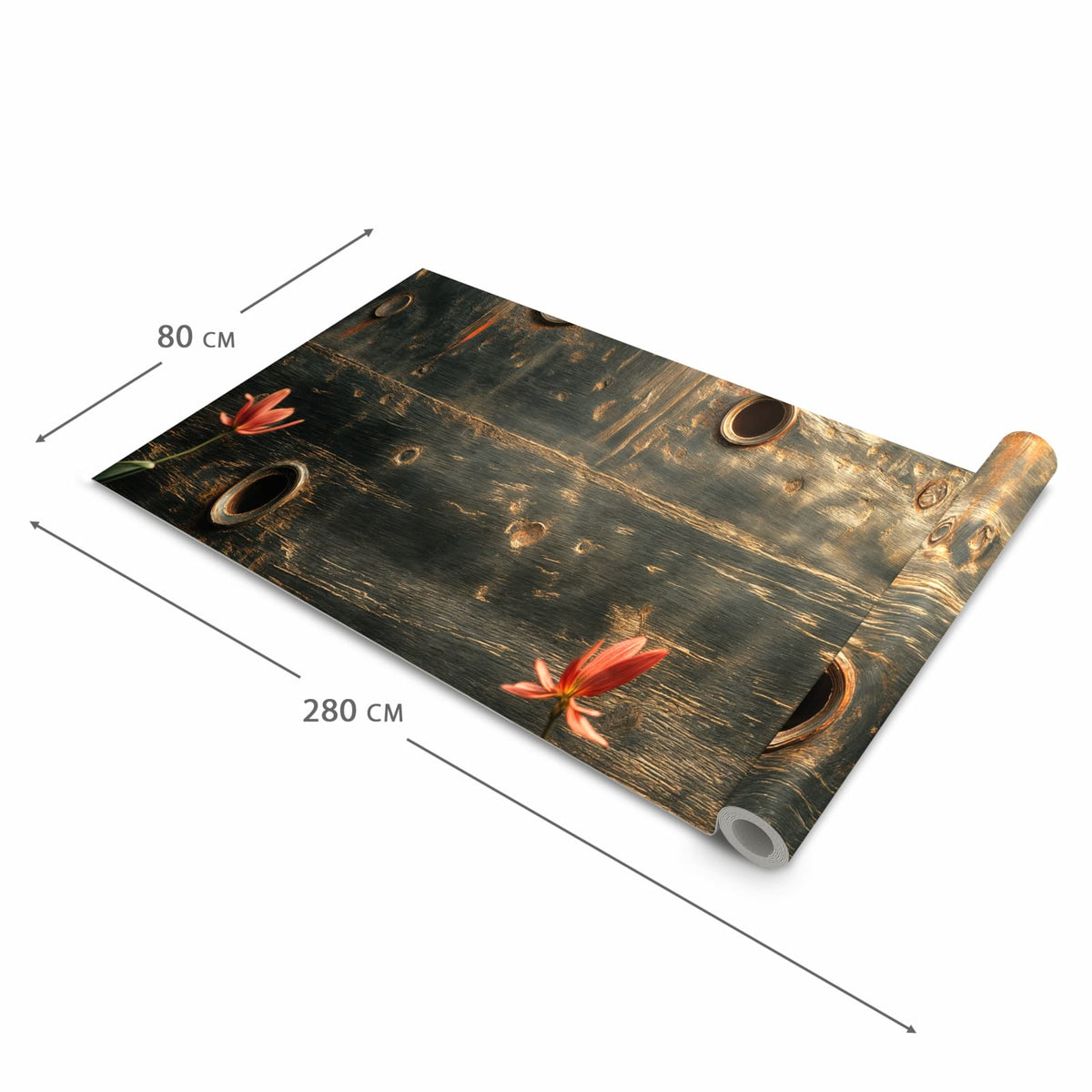 Rutschfester waschbarer Küchenteppich mit Motiv Metallplatte Vintage in der Grösse 80x300 cm