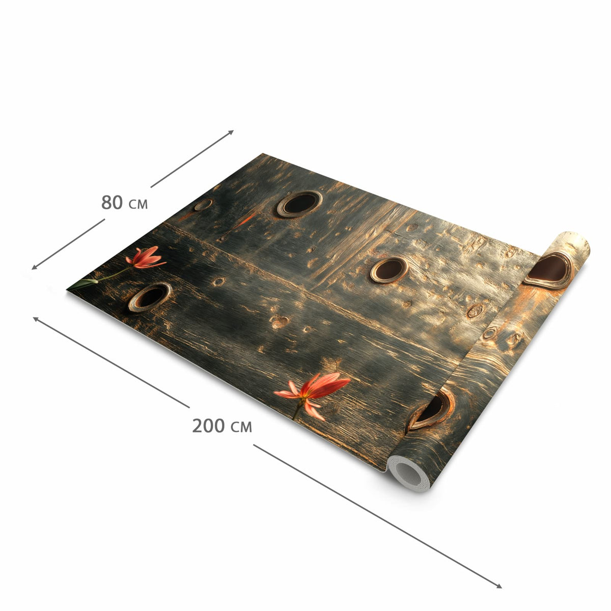 Waschbarer Bodenläufer Teppich mit Motiv Metallplatte Vintage in der Grösse 80x300 cm