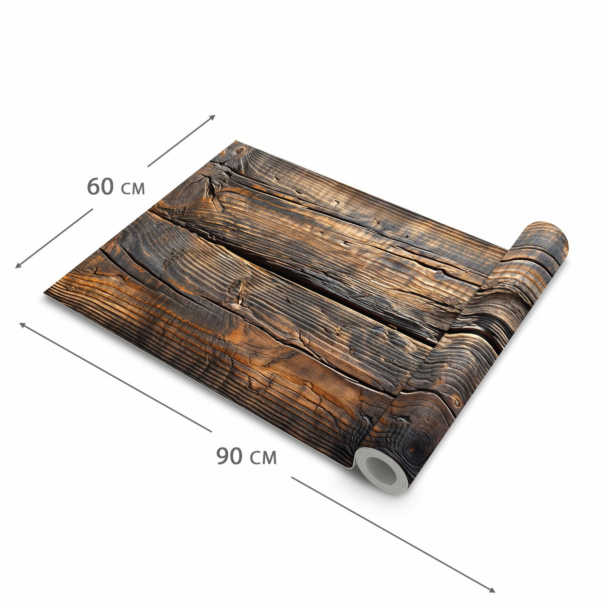 Komfortabler Küchenteppich mit Motiv Holztextur Altholz in der Grösse 80x300 cm