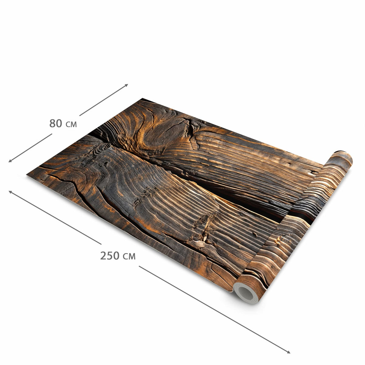 Fleckenresistenter waschbarer Läufer Küche mit Motiv Holztextur Altholz in der Grösse 80x300 cm