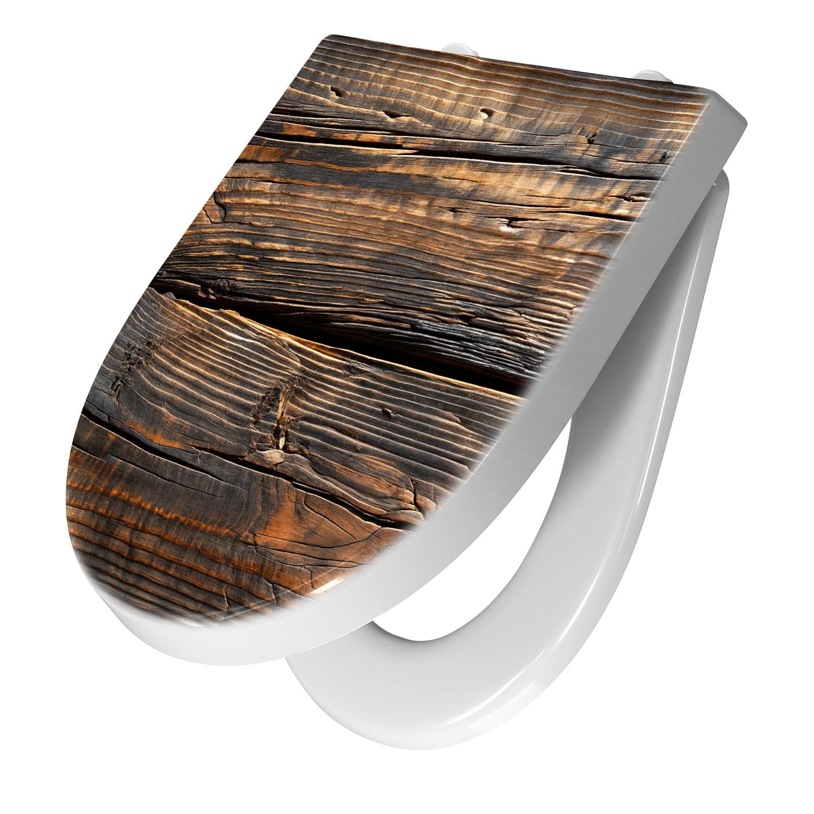 WC-Sitz mit Absenkautomatik Holztextur Altholz