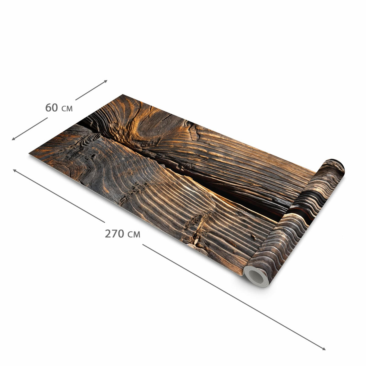 Abriebfester waschbarer Teppich Küche mit Motiv Holztextur Altholz in der Grösse 80x300 cm