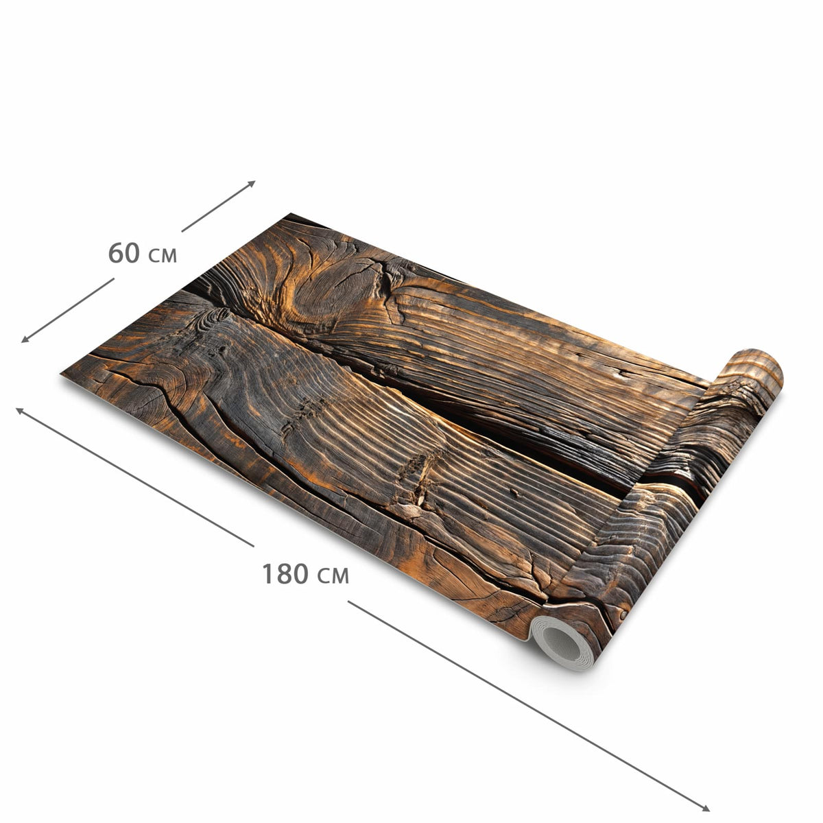 Zeitsparender Küchenläufer mit Motiv Holztextur Altholz in der Grösse 80x300 cm