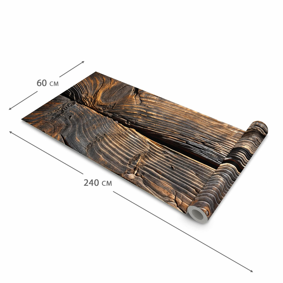 Geräuschdämpfender Küchenvorleger mit Motiv Holztextur Altholz in der Größe 80x300 cm
