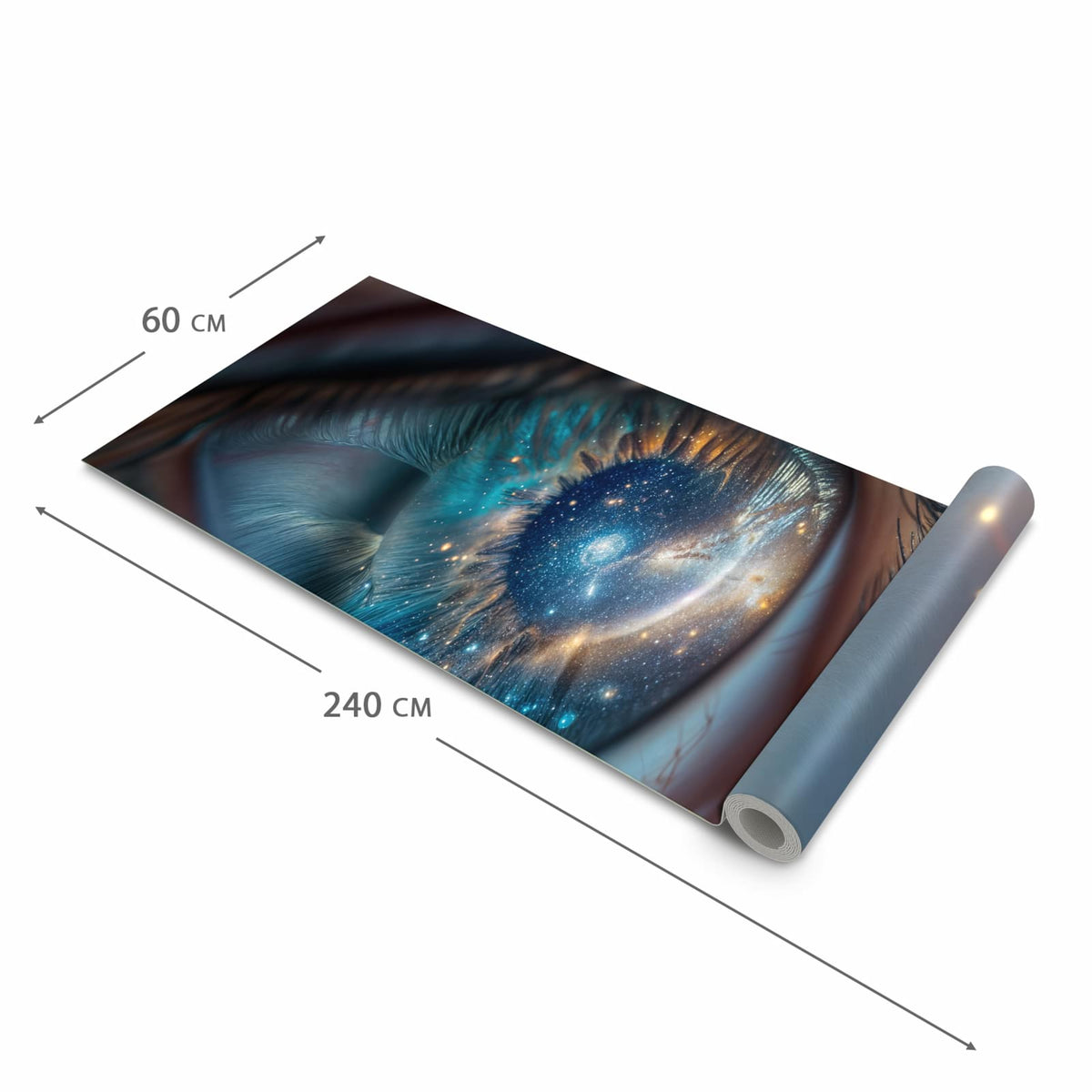 Hygienischer abwaschbarer Küchenteppich mit Motiv Galaxie im Auge in der Grösse 80x280 cm
