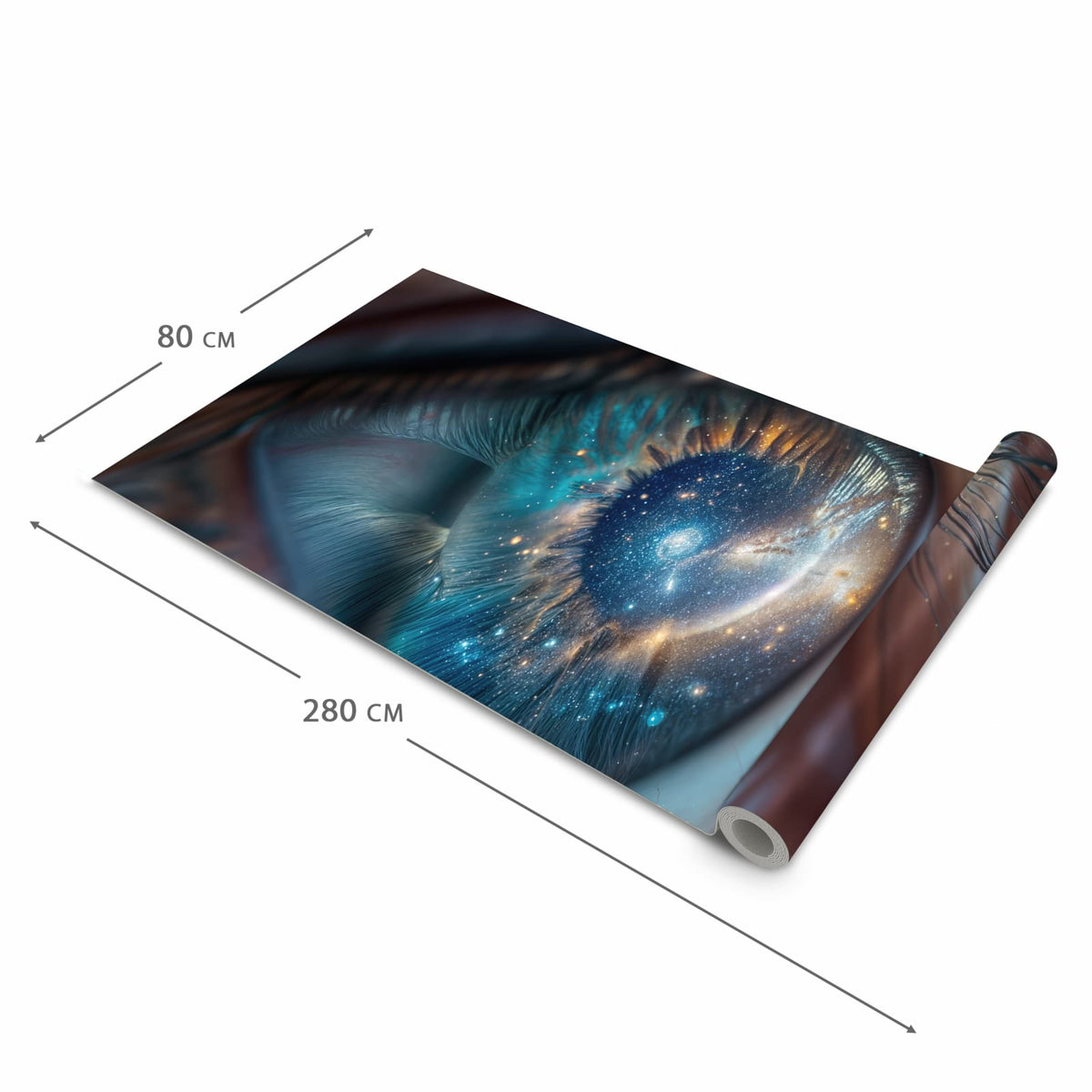Bodenschonender Küchenteppich mit Motiv Galaxie im Auge in der Grösse 80x280 cm