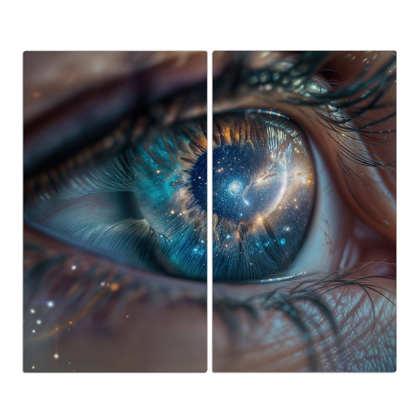 2-teilige Abdeckung für Herdplatten mit Galaxie im Auge-Motiv in der Frontansicht #grösse_2-Teilig (60x52cm)