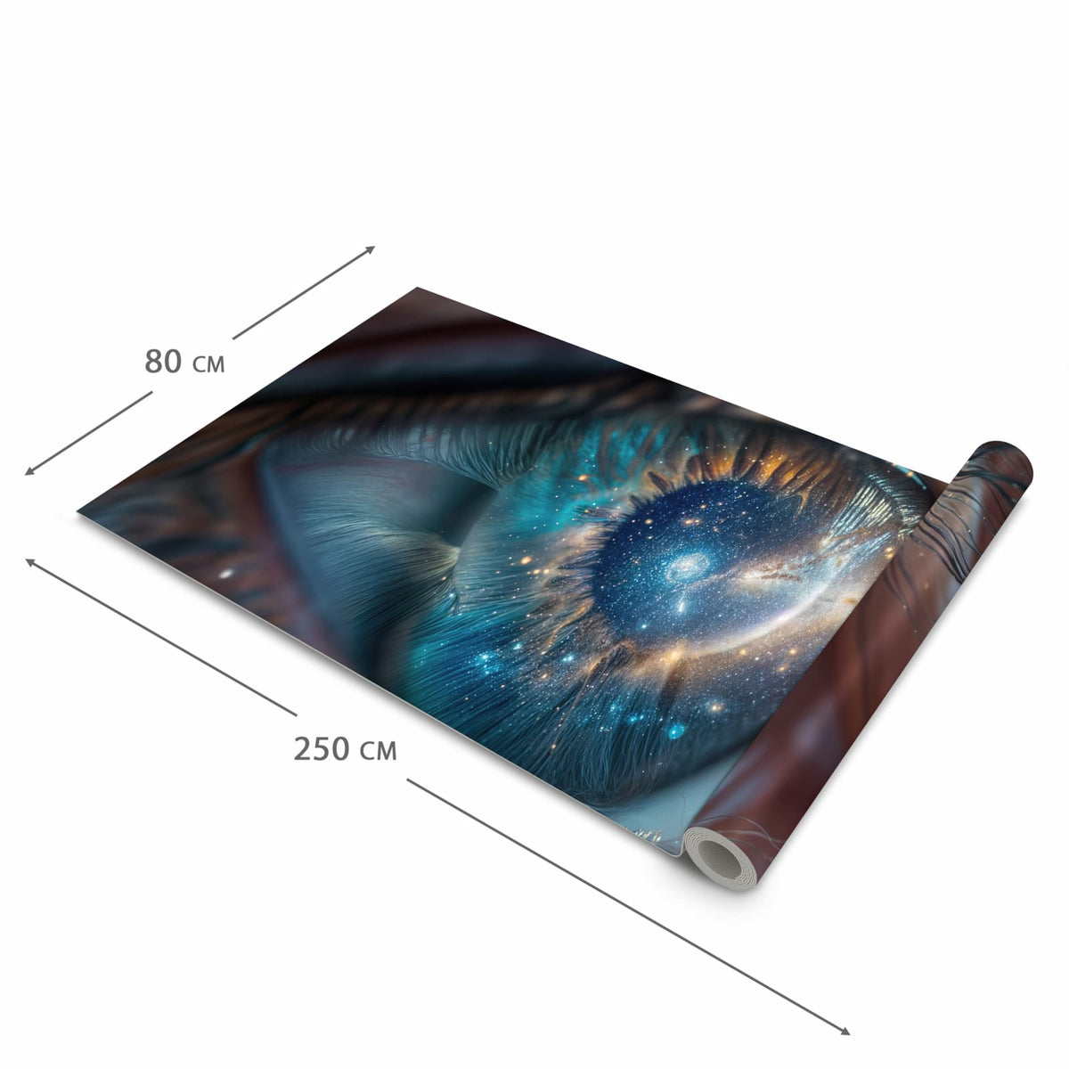 Feuchtigkeitsresistenter Teppich für die Küche mit Motiv Galaxie im Auge in der Grösse 80x280 cm