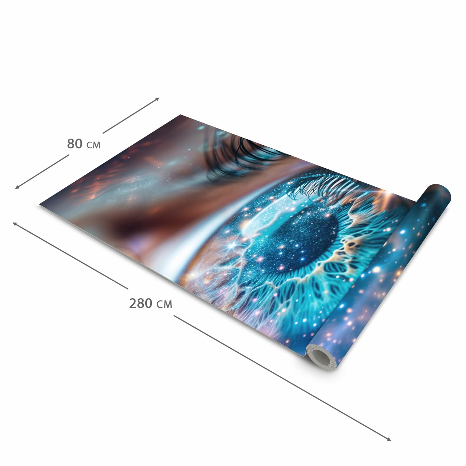 Langlebiger waschbarer Küchenläufer mit Motiv Galaktisches Auge in der Grösse 80x280 cm