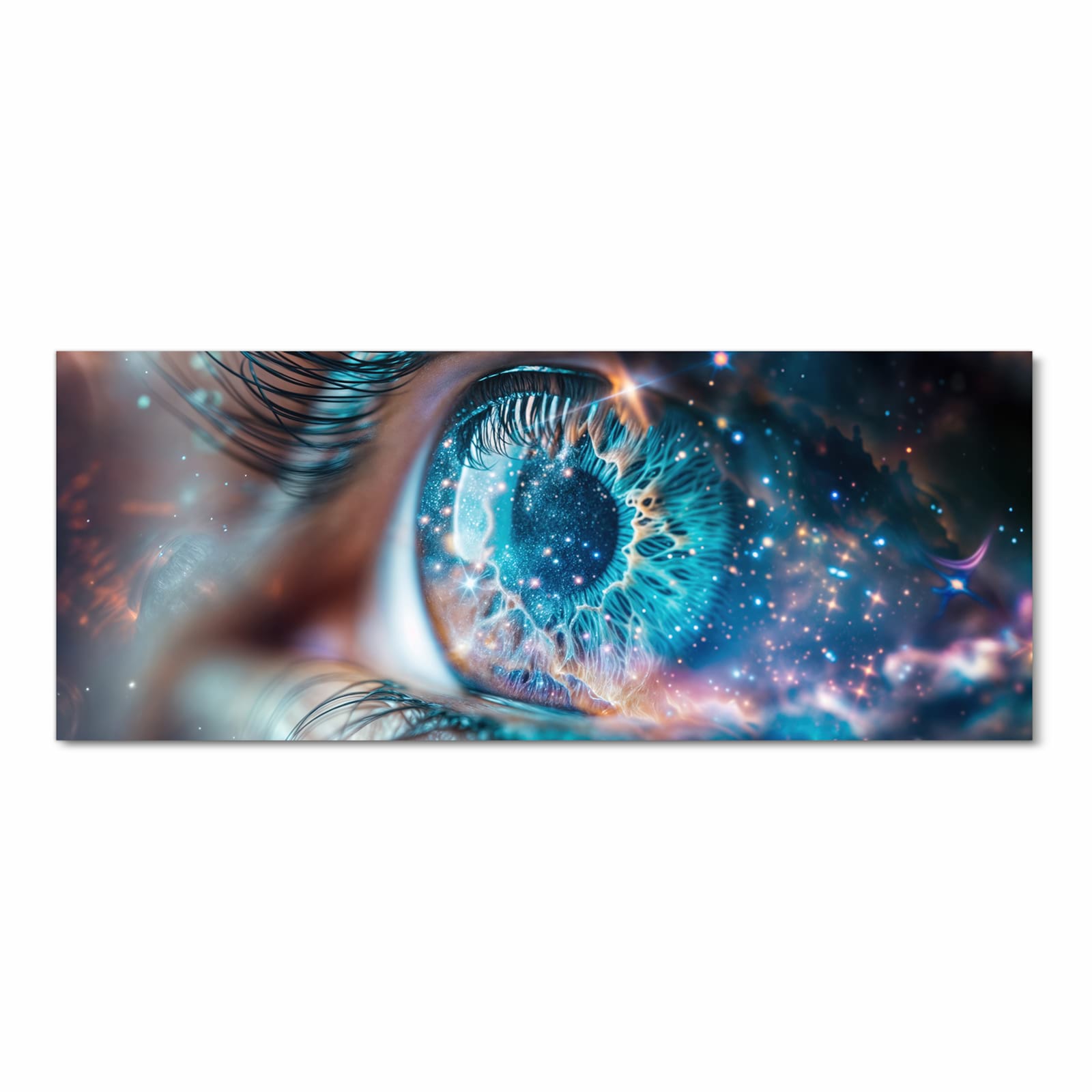 Geruchsneutraler großer Küchenteppich mit Motiv Galaktisches Auge in Frontansicht