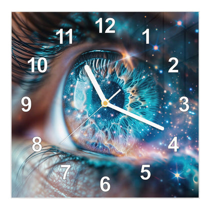 Wanduhr Quadratisch mit dem Motiv Galaktisches Auge