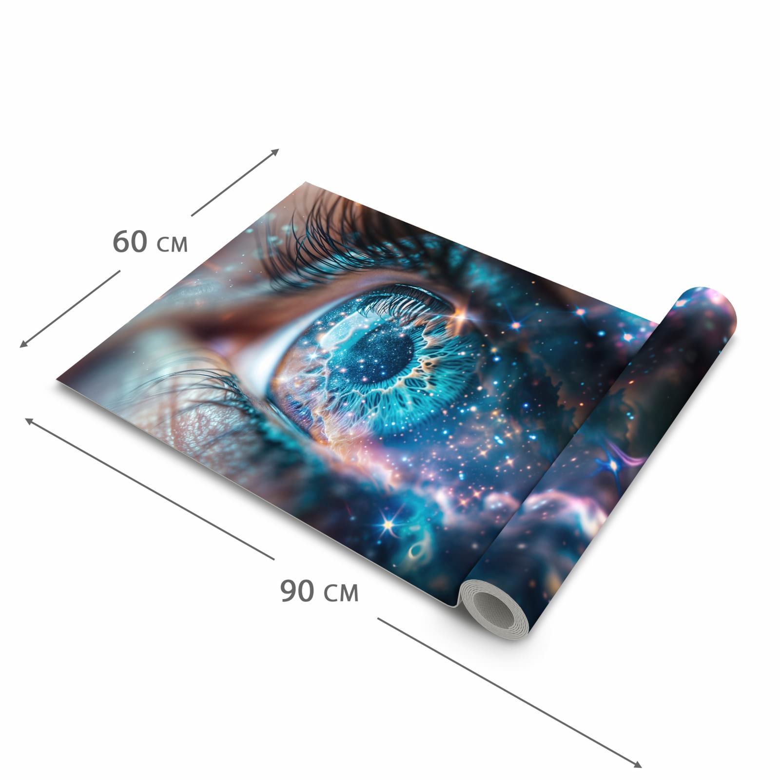 Fleckenresistenter rutschfester Küchenläufer mit Motiv Galaktisches Auge in der Größe 80x280 cm