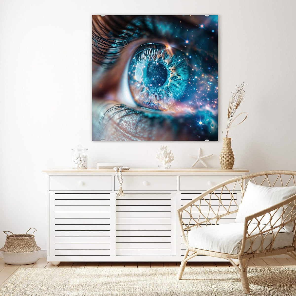 Echtglas, 4 mm – kein Acryl, keine Folie – Wandbild - Galaktisches Auge - Quadratisch