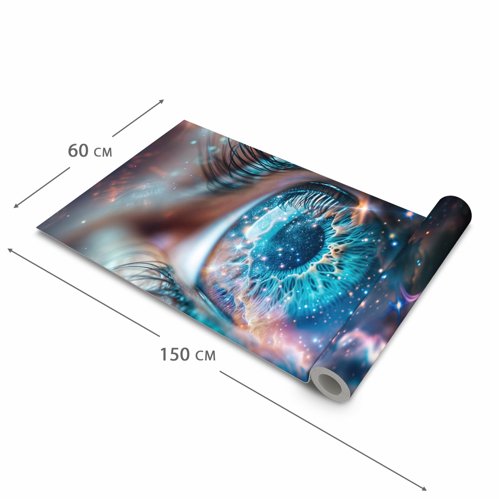 Geräuschdämpfender rutschfester Küchenteppich mit Motiv Galaktisches Auge in der Grösse 80x280 cm
