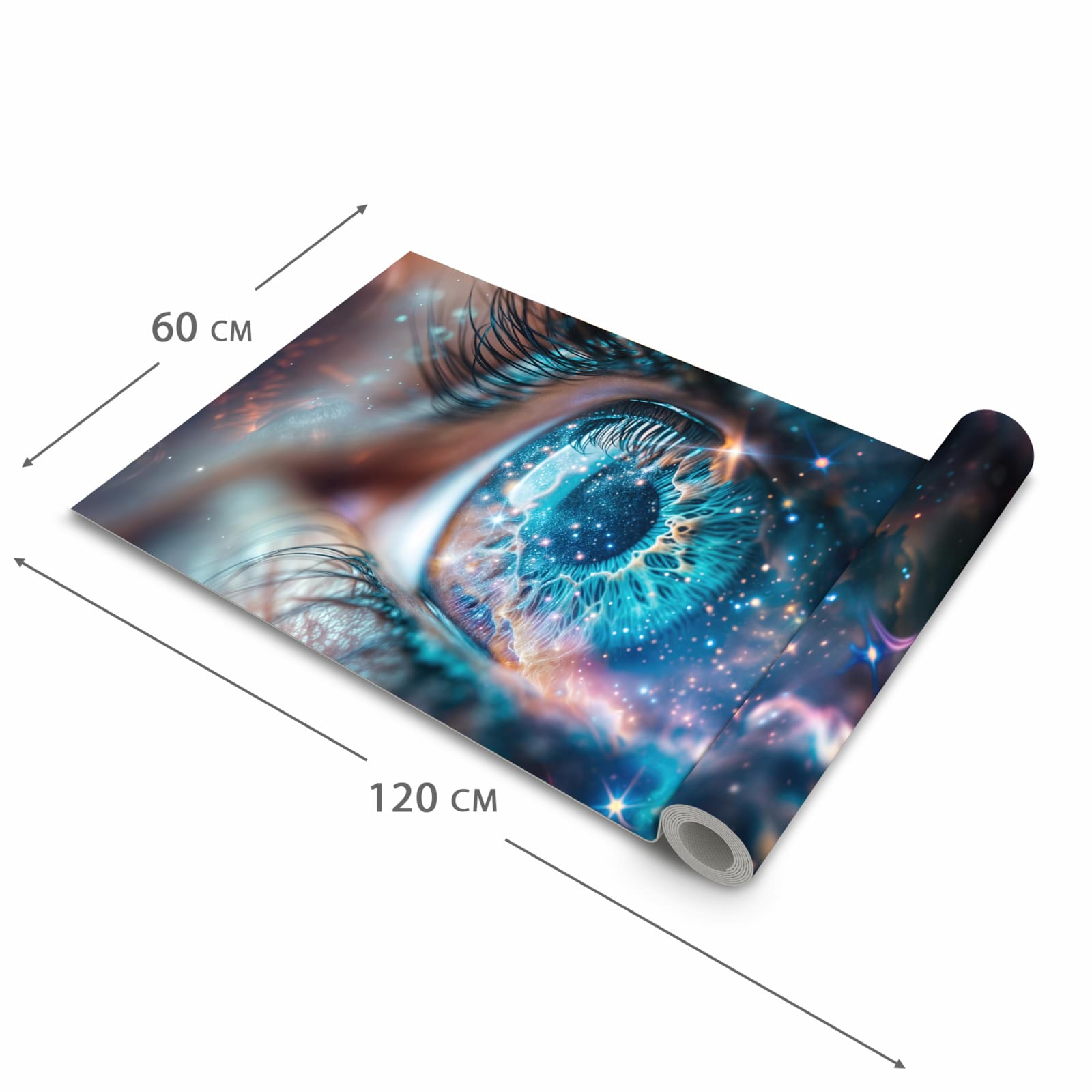 Zeitsparender großer Küchenteppich mit Motiv Galaktisches Auge in der Größe 80x280 cm